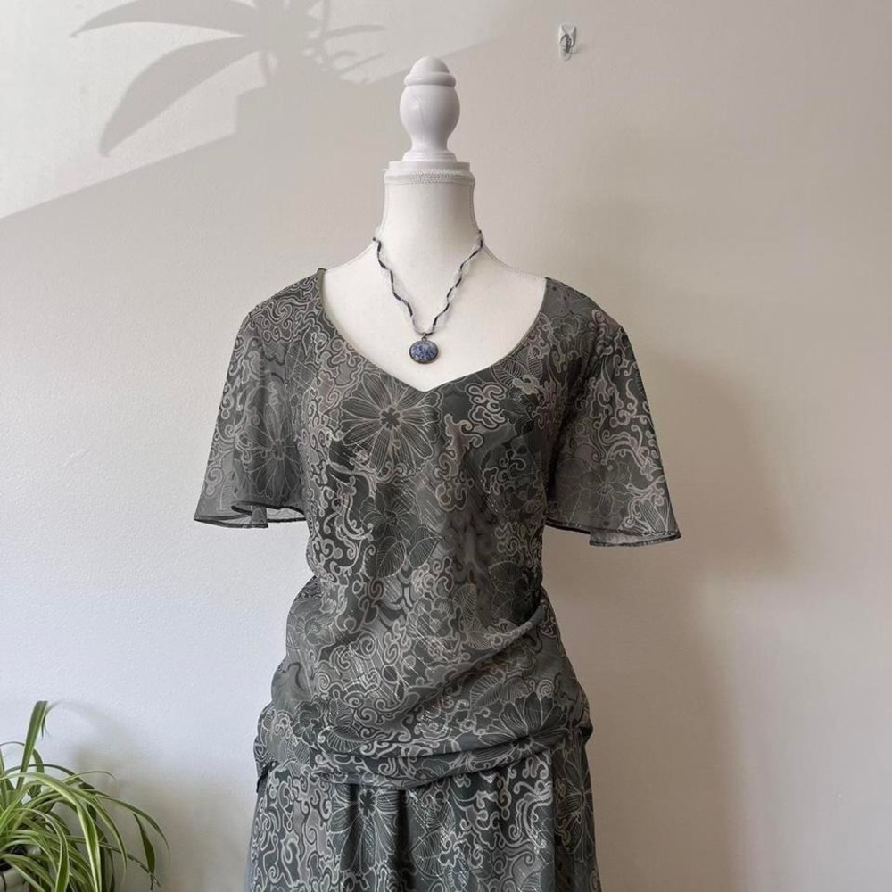 Vintage DressBarn Fairycore Matching Set Womens Sz 14W Green whimsical wedding - Picture 3 of 8